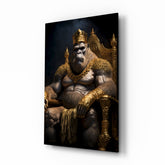 Ape King in Throne Glass Wall Art  || Designer Collection.